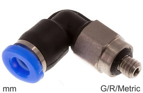 Codo Conector Push-In Latón Y Plástico Roscas G/R/Métrico Macho