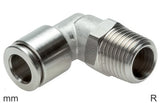 Imagen destacada de la colección - Codo Conector Push-In Acero Inoxidable Roscas R Macho Giratorio