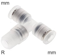 Conectores En T Push-In Acero Inoxidable Y PP Roscas R Macho En Forma De T