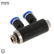 2-Vías Distribuidor Conector Push-In Latón Y Plástico Roscas G Macho