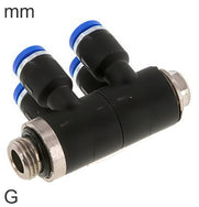 Distribuidor 4-Vías Conector Push-In Latón Y Plástico Roscas G Macho