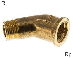 Accesorios En Ángulo 45 Grados Latón / Fundición De Hierro / Acero Inoxidable R/Roscas Rp Macho/Hembra PN25
