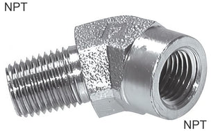 Accesorios En Ángulo 45 Grados Roscas NPT De Acero Macho/Hembra PN275