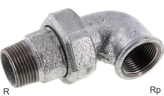 Accesorios En Ángulo 90 Grados Fundición De Hierro / Acero Inoxidable R/Roscas Rp Macho/Hembra Con Sello Plano PN25