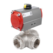 Válvulas De Bola Neumáticas De Acero Inoxidable De 3 Vías