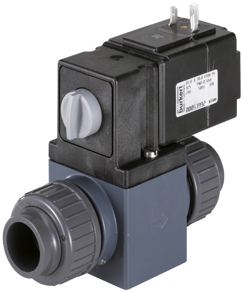 Válvula Solenoide 16mm Manguitos Pegados NC Plástico EPDM 0-3bar/44psi 24VDC 0131 46949