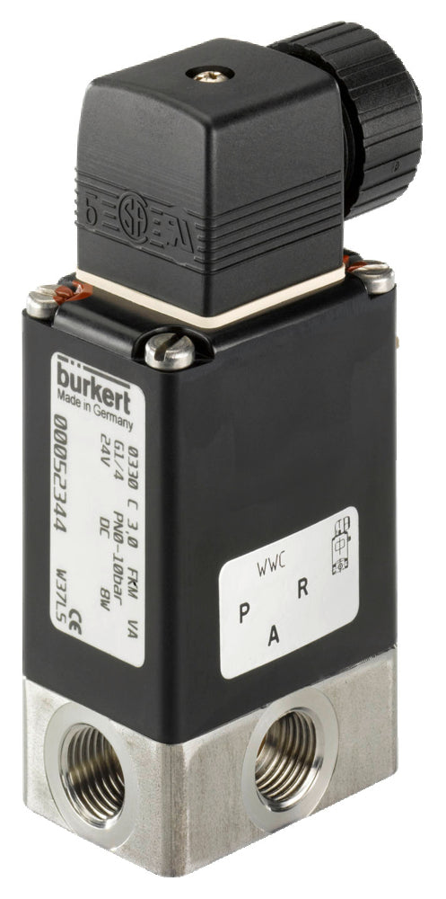 Válvula Solenoide 3/2 Vías G1/4'' Desviar Acero Inoxidable FKM 0-5bar/73psi 230VAC Oxígeno Libre De Grasa/Aceite 0330 85248