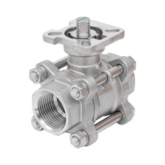 Rp 1-1/4'' 3 piezas de 2 vías válvula de bola de acero inoxidable 69 bar RTFE ISO-Top F04/F05 - TamesonPRO 1121-114