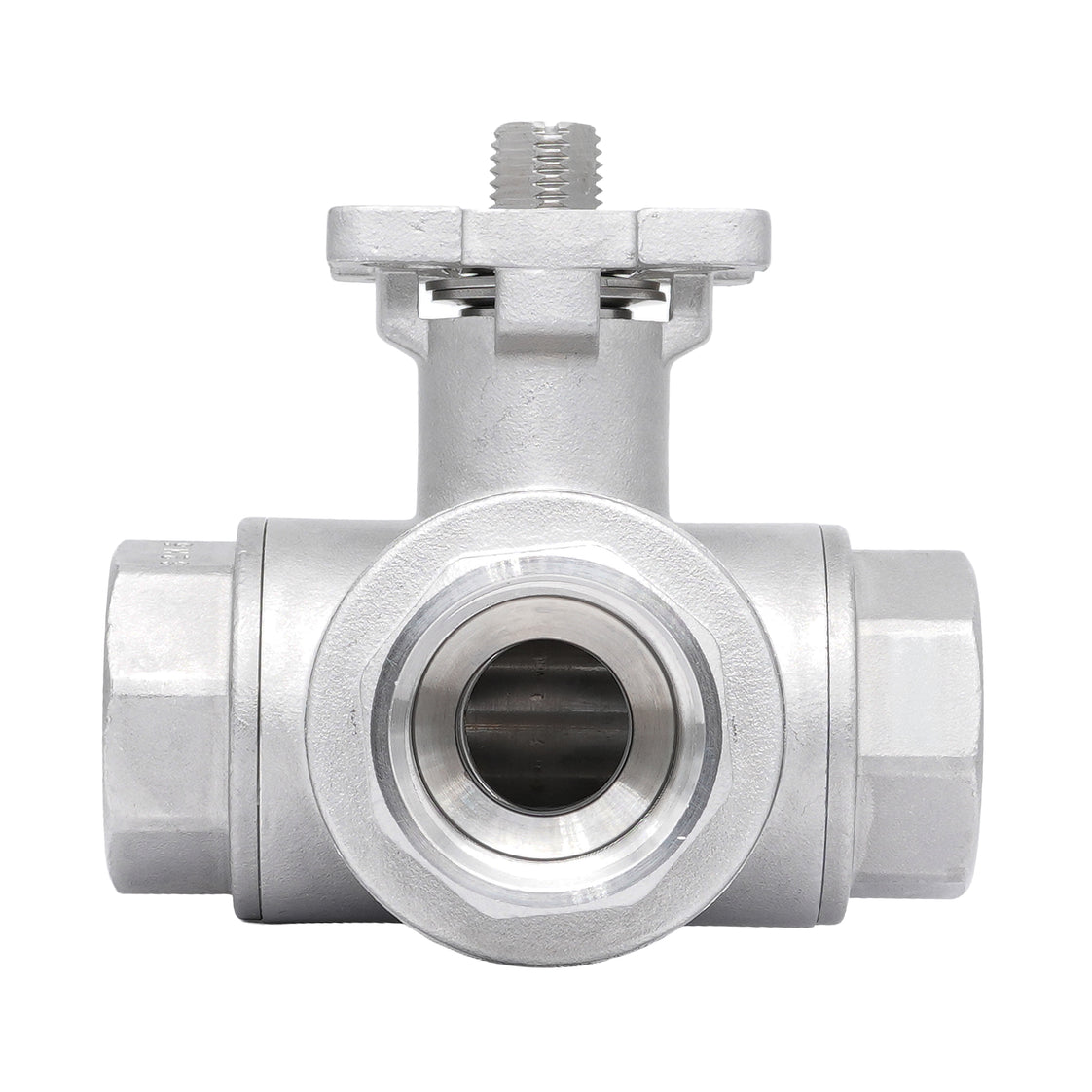 Rp 1-1/2'' 3 vías puerto en T válvula de bola de acero inoxidable 69 bar RTFE ISO-Top F07 - TamesonPRO 1125-112-T