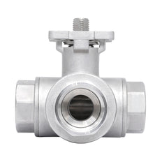 Rp 1-1/2'' 3 vías puerto en T válvula de bola de acero inoxidable 69 bar RTFE ISO-Top F07 - TamesonPRO 1125-112-T