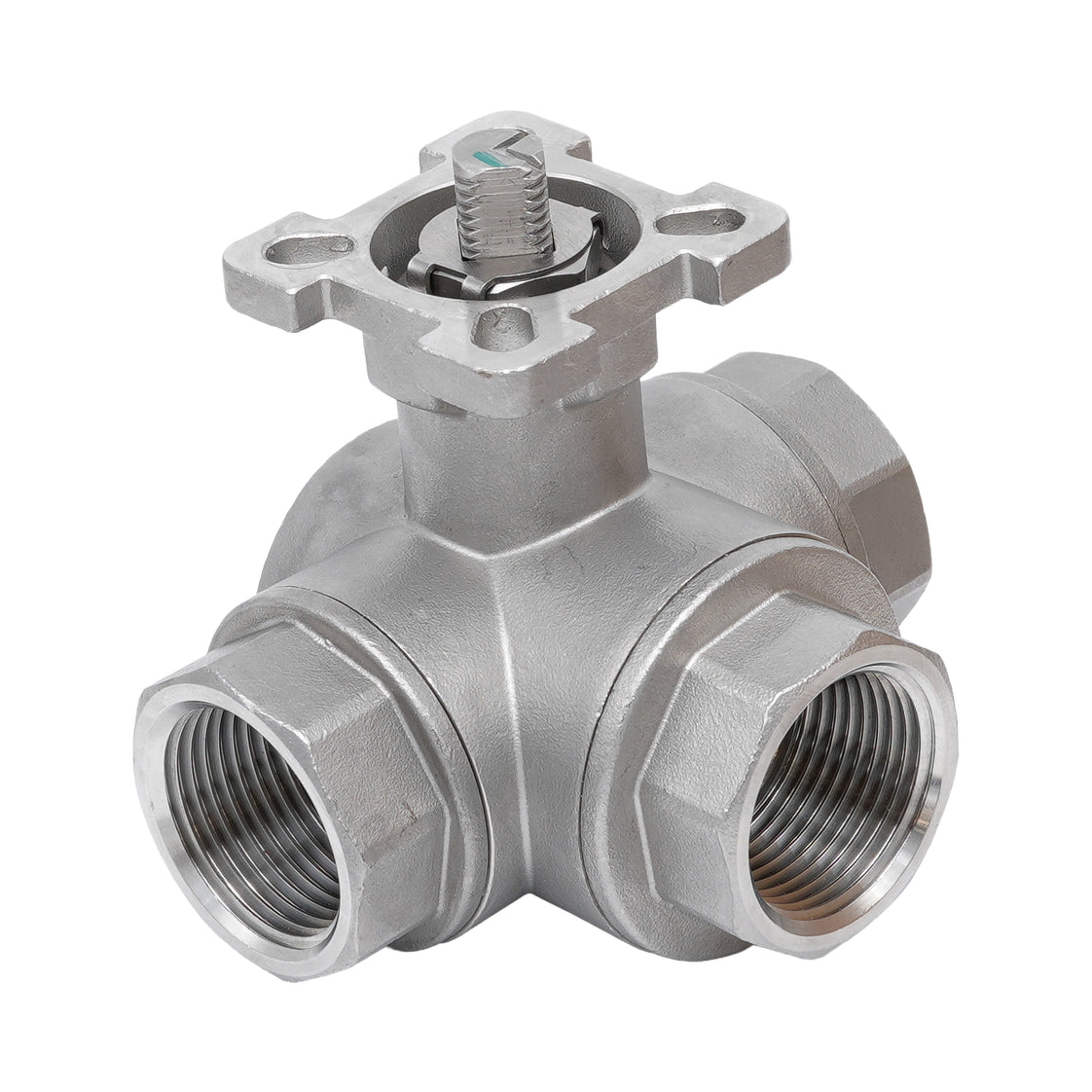 Rp 1-1/2'' 3 vías puerto en T válvula de bola de acero inoxidable 69 bar RTFE ISO-Top F07 - TamesonPRO 1125-112-T