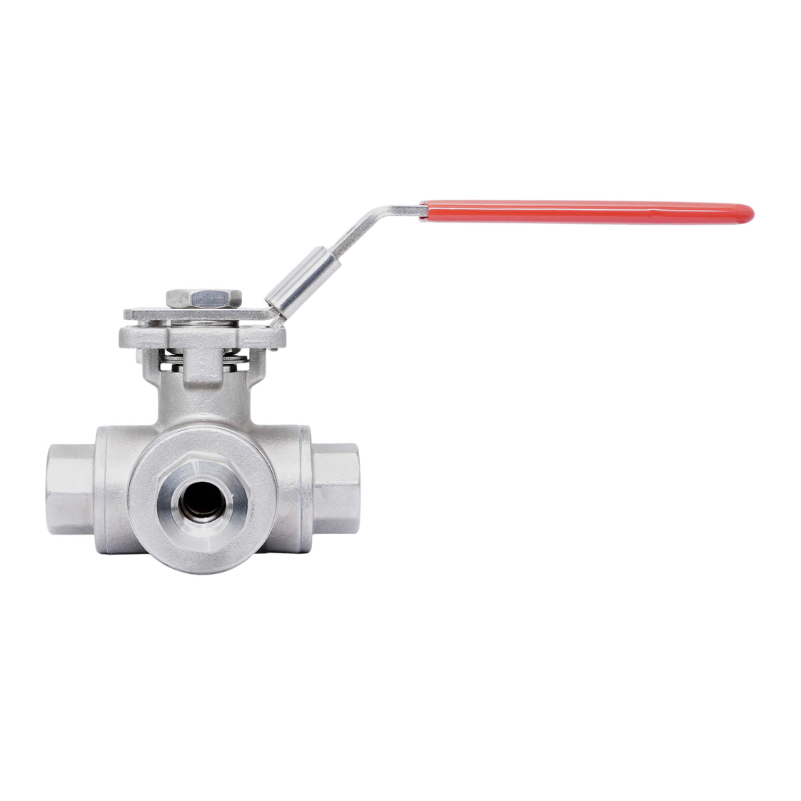 Rp 1-1/2'' 3 vías puerto en T válvula de bola de acero inoxidable 69 bar RTFE ISO-Top F07 - TamesonPRO 1125-112-T