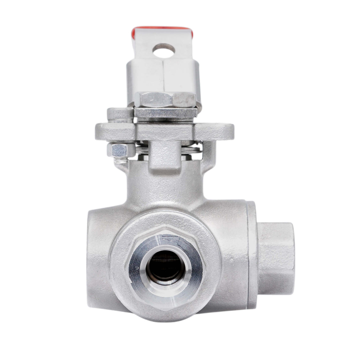 Rp 1-1/2'' 3 vías puerto en T válvula de bola de acero inoxidable 69 bar RTFE ISO-Top F07 - TamesonPRO 1125-112-T