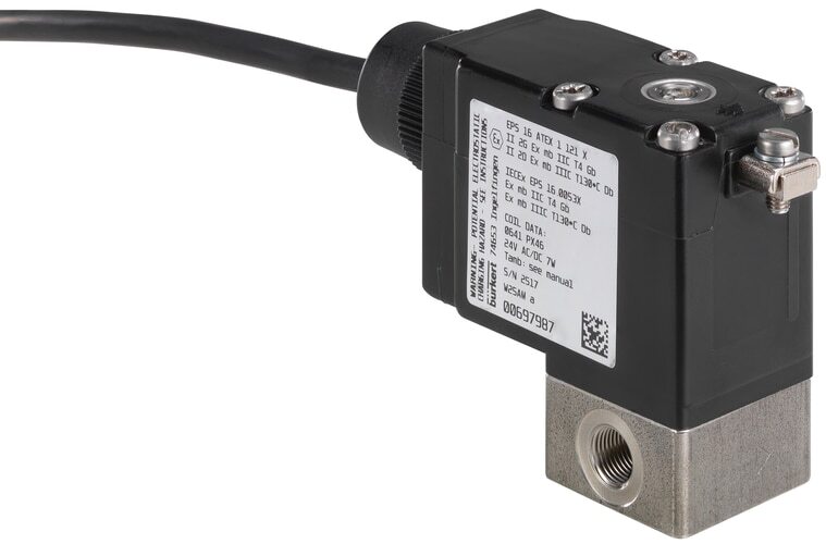 Electroválvula NPT 1/4'' NC Acero inoxidable FKM -1-3,5bar/-15-51psi 24VDC 2873 255685