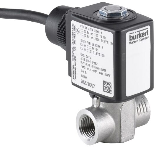 Electroválvula NPT 1/4'' NC Acero inoxidable FKM 0-16bar/232psi 24VAC/DC ATEX 6240 349338