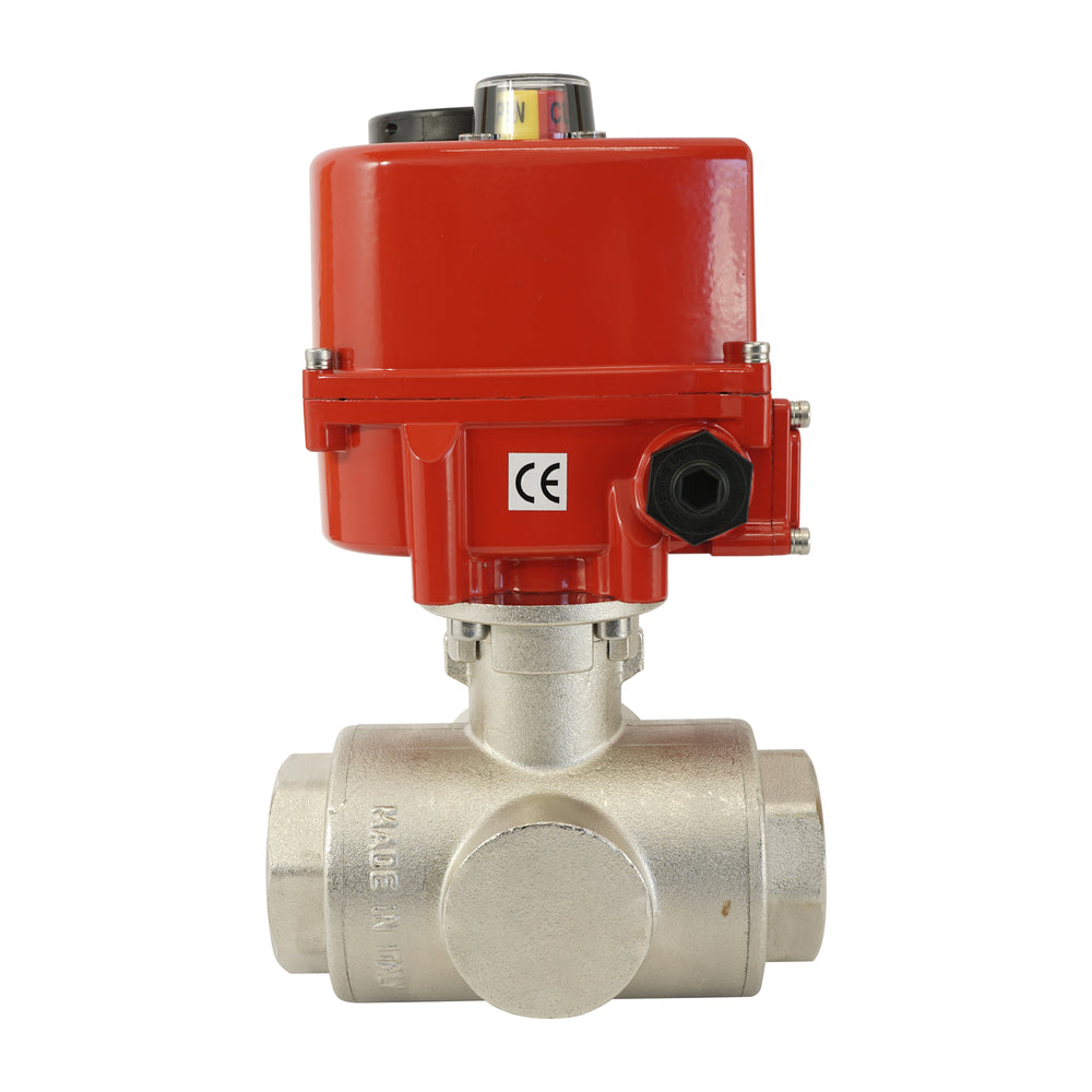 G 1/4 pulgada Latón 3 vías Válvula de bola eléctrica modulante (paso en T) 24 V CA/CC