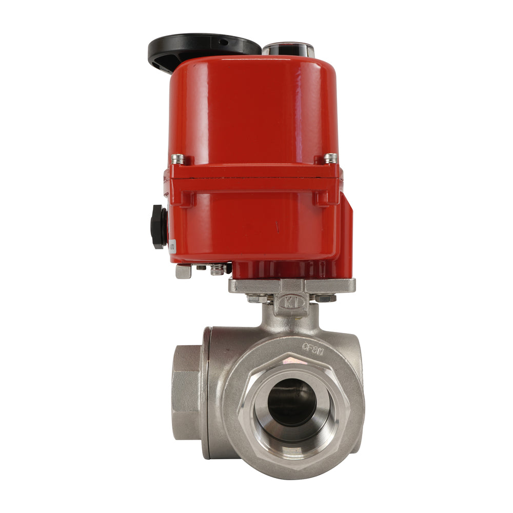 G 1/4 pulgada 3 vías acero inoxidable Válvula de bola eléctrica modulante (paso en T) 24 V CA/CC