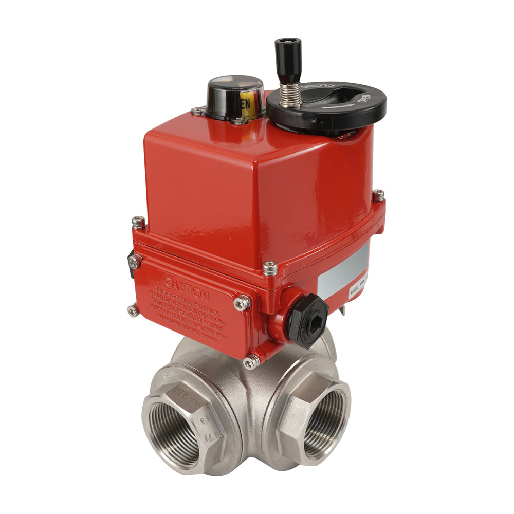 G 1/2 pulgada 3 vías acero inoxidable Válvula de bola eléctrica modulante (puerto en L) 24 V CA/CC