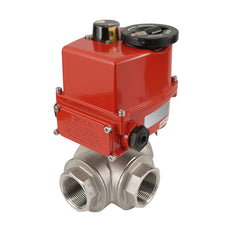 G 1/2 pulgada 3 vías acero inoxidable Válvula de bola eléctrica modulante (paso en T) 24 V CA/CC