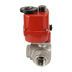 G 1/2 pulgada 3 vías acero inoxidable Válvula de bola eléctrica modulante (paso en T) 24 V CA/CC