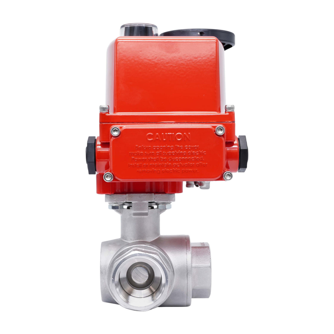 Válvula de Bola Eléctrica de 3 Vías T-Port de Acero Inoxidable Rp 1-1/2'' 24 V AC/DC