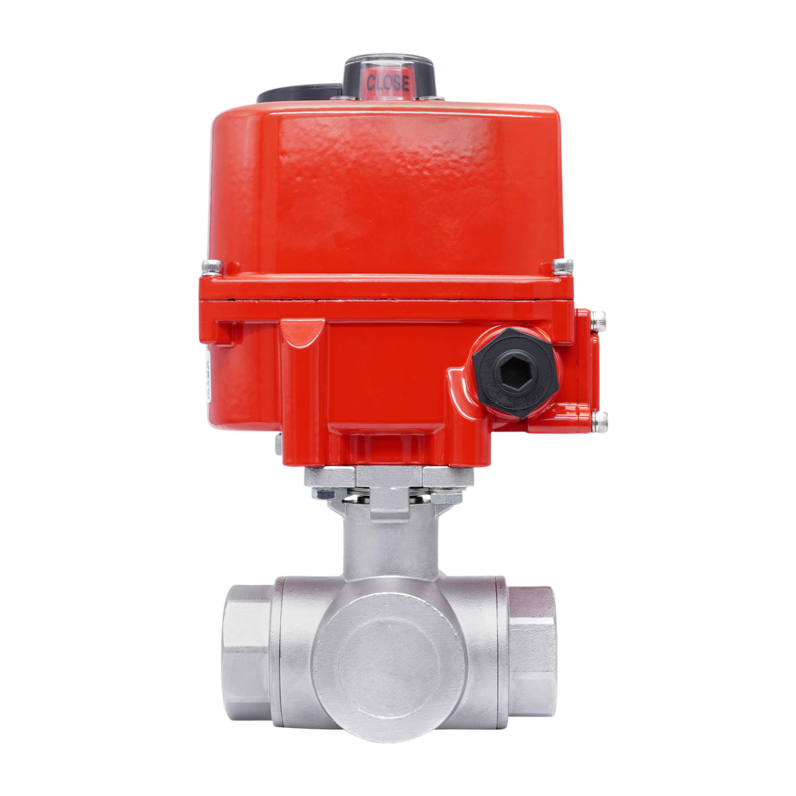Válvula de Bola Eléctrica de Acero Inoxidable 3 Vías L-Port Rp 1-1/2'' 24 V AC/DC
