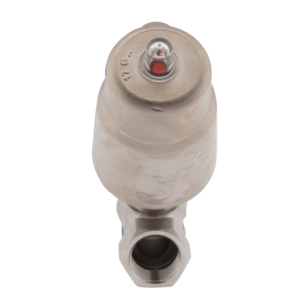 G1'' PTFE 16bar NC Válvula de asiento angular (Cierre Ag. Flujo) Acero inoxidable/latón AL2
