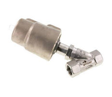 Válvula de asiento inclinado G1/2'' PTFE 25bar NC Acero inoxidable/latón AL2