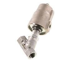 Válvula de asiento inclinado G1/2'' PTFE 25bar NC Acero inoxidable/latón AL2