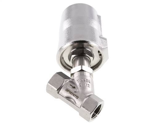 Válvula de asiento inclinado G1/2'' PTFE 25bar NC Acero inoxidable AL2