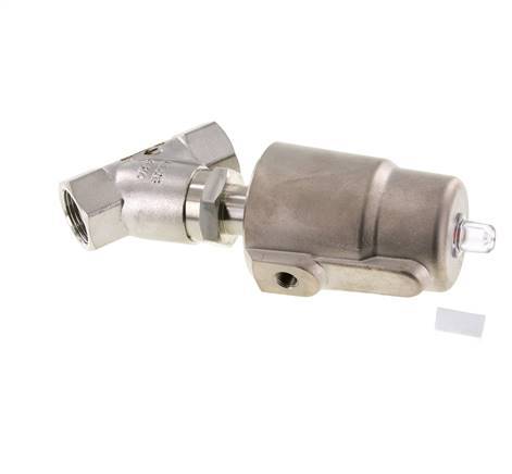G3/4'' PTFE 20bar NC Válvula de asiento inclinado Acero inoxidable/latón AL2