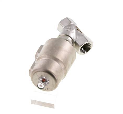 G3/4'' PTFE 20bar NC Válvula de asiento inclinado Acero inoxidable/latón AL2