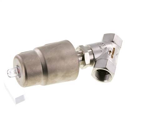 G3/4'' PTFE 20bar NC Válvula de asiento inclinado Acero inoxidable/latón AL2