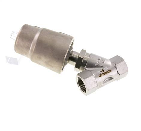 G3/4'' PTFE 20bar NC Válvula de asiento inclinado Acero inoxidable/latón AL2