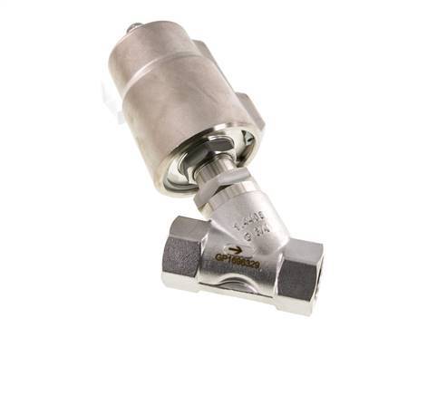 G3/4'' PTFE 20bar NC Válvula de asiento inclinado Acero inoxidable/latón AL2
