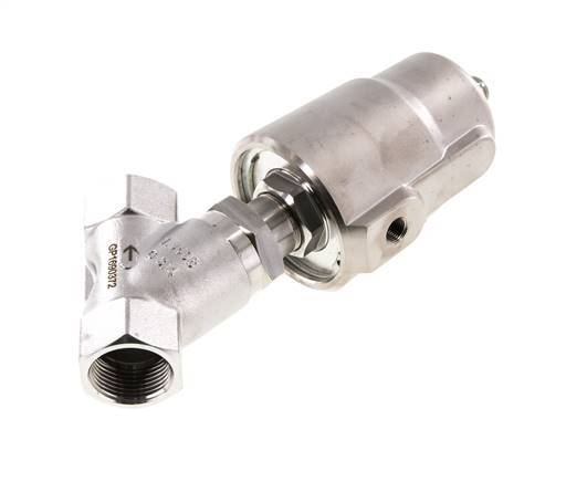 G3/4'' PTFE 20bar NC Válvula de asiento inclinado (Cierre Ag. Flujo) Acero inoxidable/latón AL2