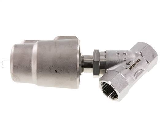 G3/4'' PTFE 20bar NC Válvula de asiento inclinado (Cierre Ag. Flujo) Acero inoxidable/latón AL2