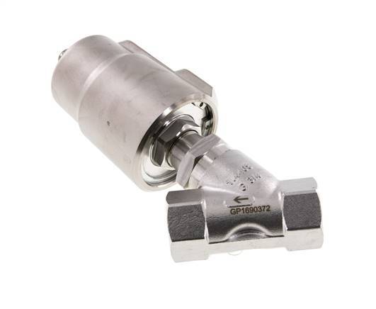 G3/4'' PTFE 20bar NC Válvula de asiento inclinado (Cierre Ag. Flujo) Acero inoxidable/latón AL2
