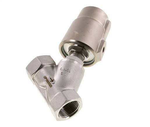 G1'' PTFE 16bar NC Válvula de asiento inclinado Acero inoxidable/Latón AL2