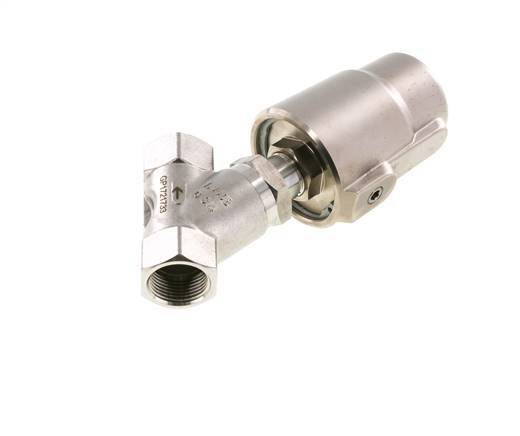 G3/4'' PTFE 20bar NO Válvula de asiento inclinado Acero inoxidable/latón AL2