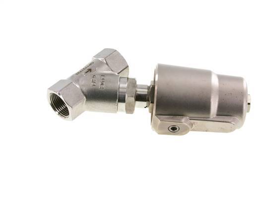 G3/4'' PTFE 20bar NO Válvula de asiento inclinado Acero inoxidable/latón AL2