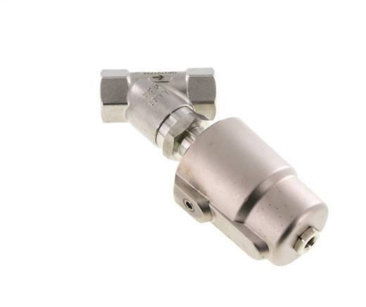 G3/4'' PTFE 20bar NO Válvula de asiento inclinado Acero inoxidable/latón AL2