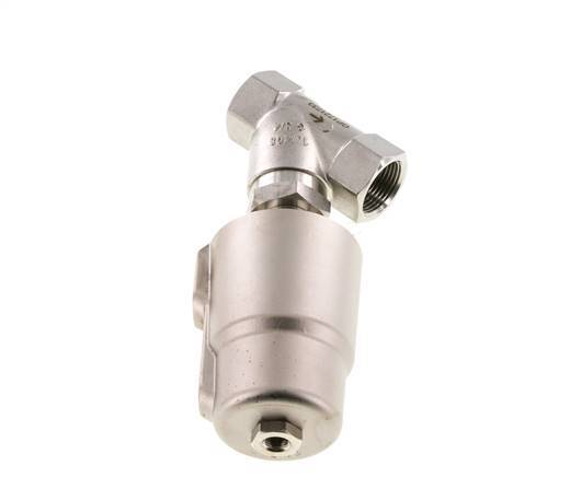 G3/4'' PTFE 20bar NO Válvula de asiento inclinado Acero inoxidable/latón AL2