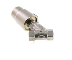 G3/4'' PTFE 20bar NO Válvula de asiento inclinado Acero inoxidable/latón AL2