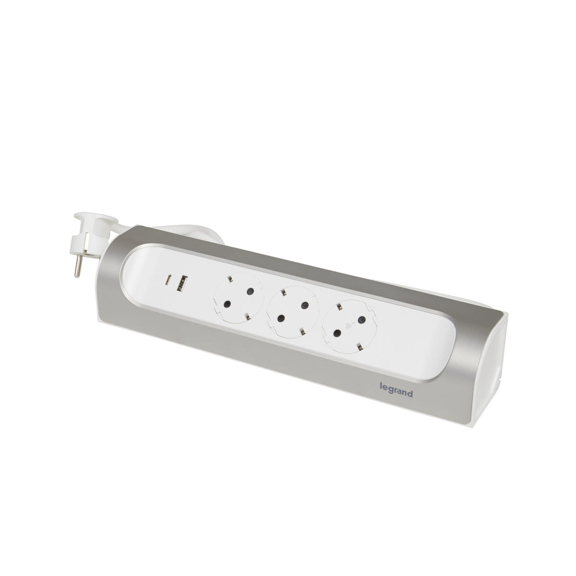 Legrand Enchufe Montable a 90 Grados 3X2P+A USB A+C 1M Aluminio (Enchufe Europeo) - 694502 [5 Piezas]