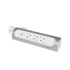 Legrand Enchufe Montable a 90 Grados 3X2P+A USB A+C 1M Aluminio (Enchufe Europeo) - 694502 [5 Piezas]
