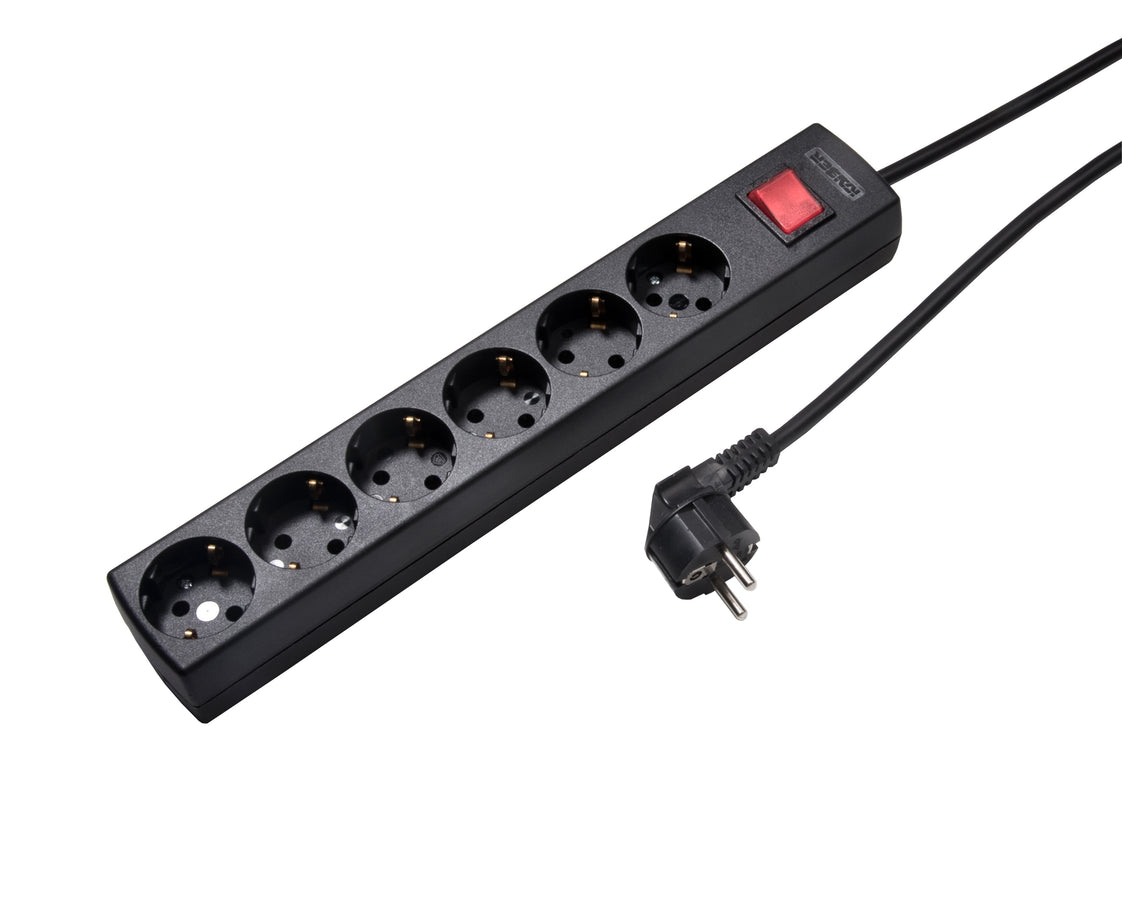 Martin Kaiser Interruptor de contacto de toma de tierra de 6 vías y 45 grados Cable de 5 m (Enchufe Europeo) - 1033ZL5-15W/sw [5 piezas]