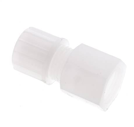 Racor de compresión recto de PVDF 10x8 mm y G3/8'' con rosca hembra 10 bar