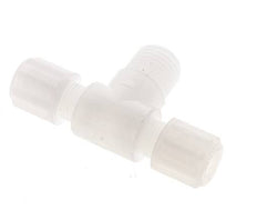 Racor de compresión en T de 6x4 mm y G1/4'' de PVDF con rosca macho 10 bar