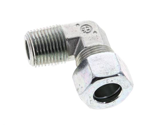 1/2'' NPT Macho x 15L Acero zincado Codo de 90 grados Anillo de corte 315 Bar DIN 2353